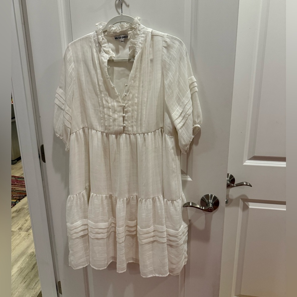Walter Baker Cream Ruffled Dress